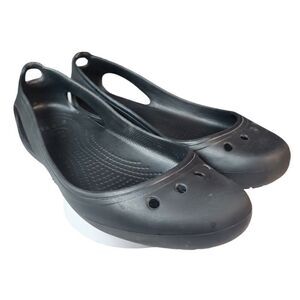 CROCS- Women’s Black Kadee Cutout Work Ballet Flat Round Toe, Size 9